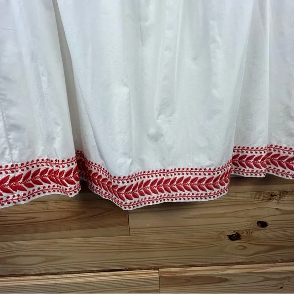 J. Crew White A-Line Skirt with Red Embroidered Trim - Picture 2 of 7
